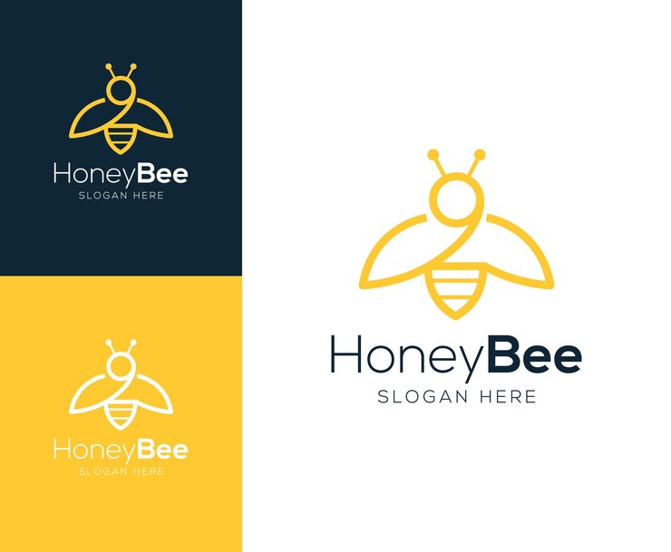 Ispirazione per l'illustrazione vettoriale del design semplice del logo Honey Bee