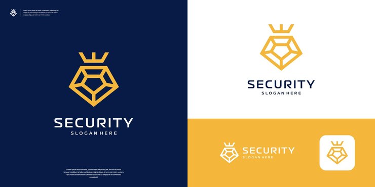Vettore ispirazione per la progettazione del logo dello scudo di diamante modello di logo di sicurezza geometrica