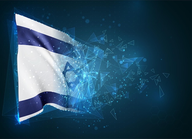 Israele, bandiera, oggetto 3D astratto virtuale da poligoni triangolari su sfondo blu