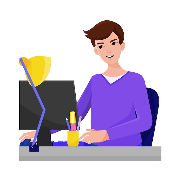 Istruzione L'uomo sta imparando online utilizzando il computer Corsi online che studiano a distanza l'autoeducazione