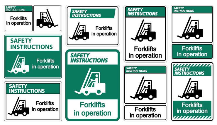 Vettore istruzioni di sicurezza carrelli elevatori in funzione segno simbolico isolato su sfondo trasparente illustrazione vettoriale