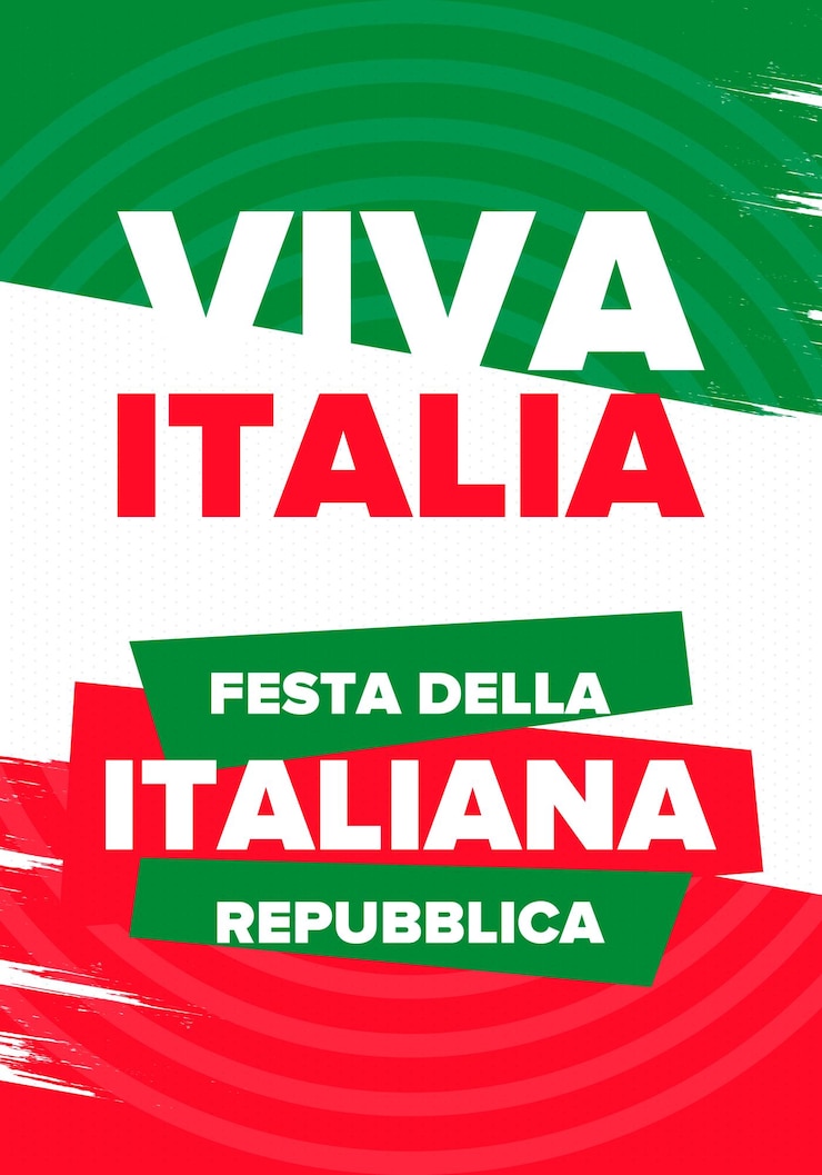 Vettore italia festa della repubblica italiana testo in italiano festa della repubblica italiana bandiera italia vettore