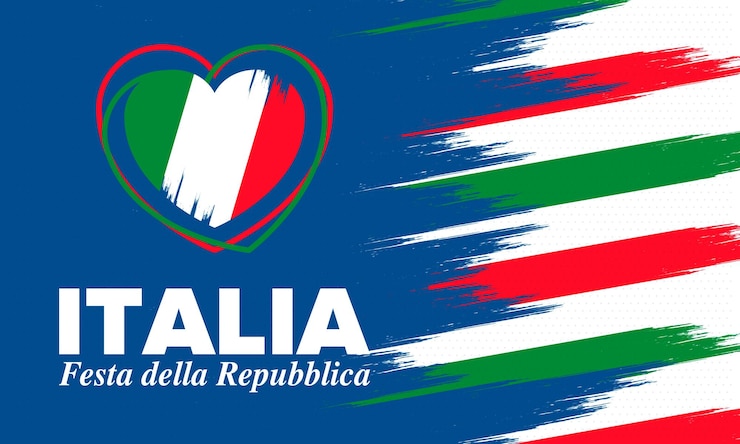 Vettore italia festa della repubblica italiana testo in italiano festa della repubblica italiana bandiera italia vettore