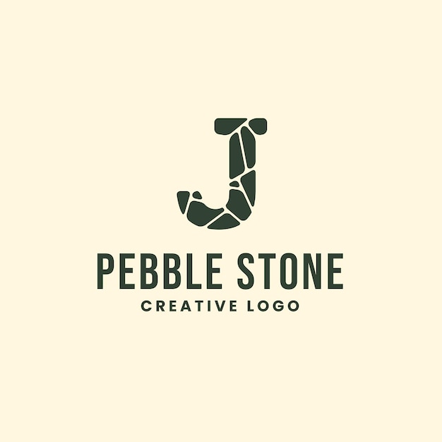 J Lettera Pebble Stone Logo Design organico e lussuoso