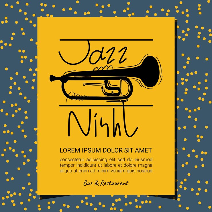 Jazz night testo disegnato a mano errore di battitura tipografia tromba strumento minimale arte disegno artistico