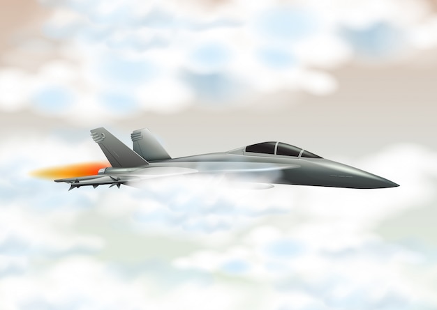 Jet di combattimento che vola nel cielo