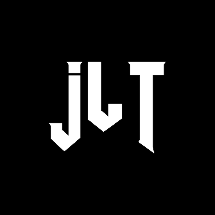 Vettore jlt letter logo design per società tecnologica jlt logo design combinazione di colori bianco e nero jlt logo jlt vettore jlt design jlt icona jlt alfabeto jlt tipografia logo design