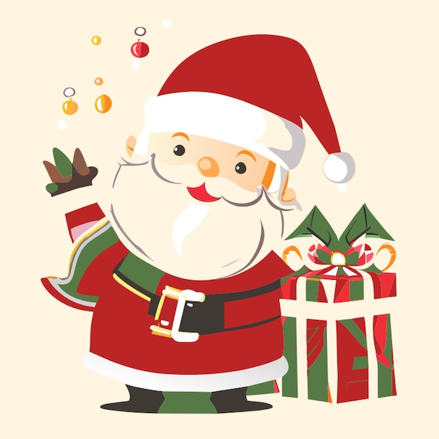 Jolly Santa Claus e presenta l'illustrazione vettoriale piana 2