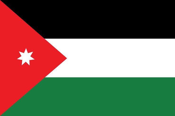 Jordania sventolando la bandiera sullo sfondo Disegno realistico della bandiera nazionale Modello vettoriale astratto