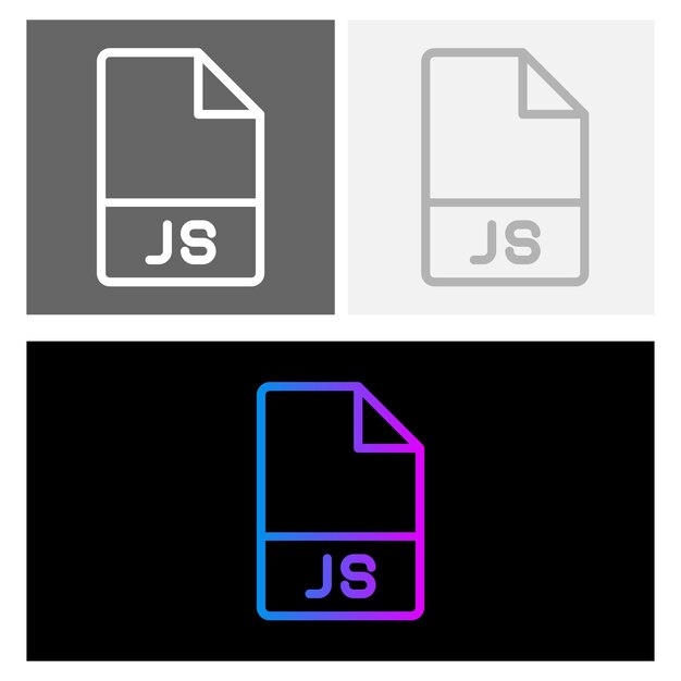 js tipo di file di documento formato di simbolo icone di gradiente di tendenza per la tecnologia e il software