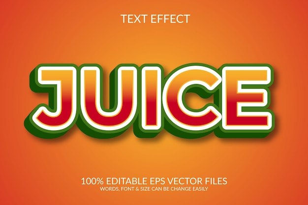 Juice 3D Vector Effetto di testo completamente modificabile