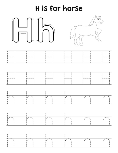 Jumping Horse Animal Tracing Letter ABC Coloring J