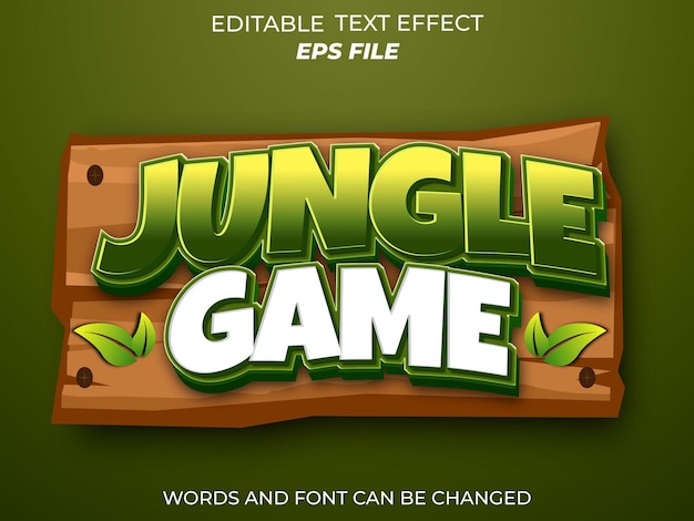jungle game testo effetto font tipografia modificabile modello vettoriale di testo 3d
