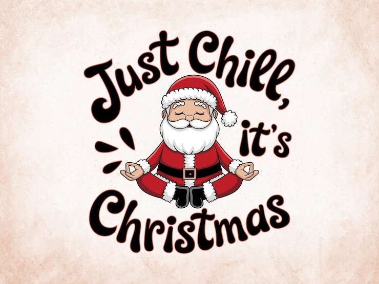 Vettore just chill christmas santa zen vacanza meditazione disegno vettoriale
