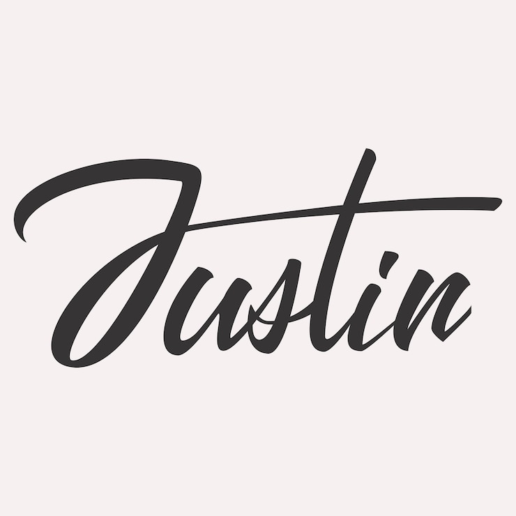Vettore justin nome inglese biglietto di auguri