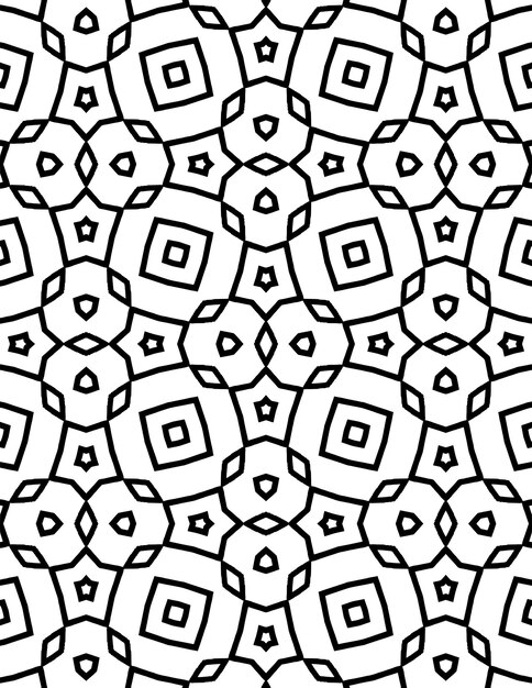 Kaleidoscopio modello geometrico sfondo illustrazione ripetuta arte lineare in bianco e nero