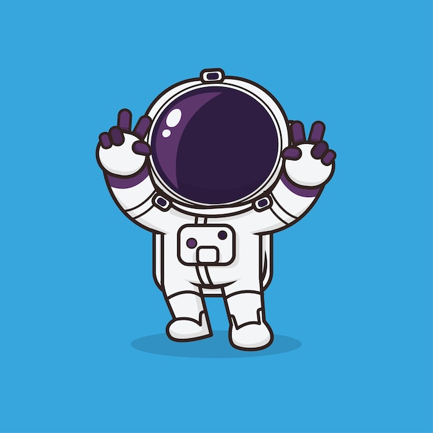 Kawaii Cute Icon Astronauta mascotte illustrazione