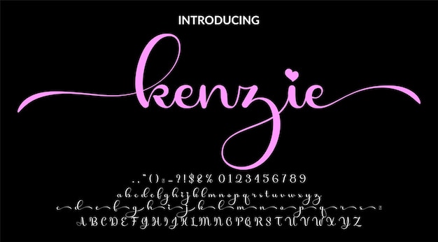 Kenzie cartolina matrimonio alfabeto poster catalogo invito carattere e numero caratteri serif decorativi