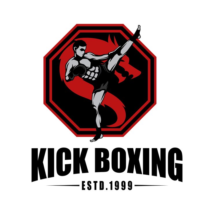 Vettore kick boxing e arti marziali miste logo vector