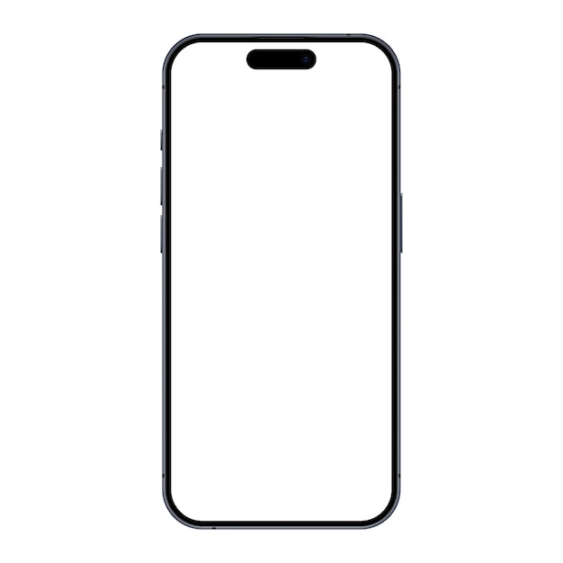 Kiev 20 gennaio 2024 Iphone 15 mockup vista anteriore con schermo trasparente Vettore editoriale