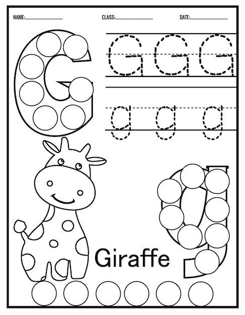 Kindergarten Tracing Letters Worksheets Alfabeto traccia e colora simpatici animali, con pennarelli a punti.