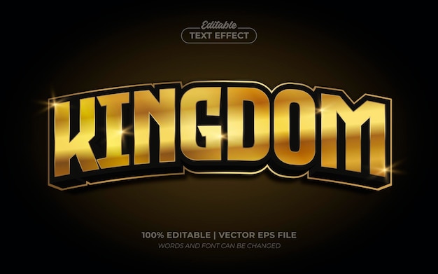 Kingdom 3d Gold Modello di effetto di testo modificabile Stile Vettore Premium