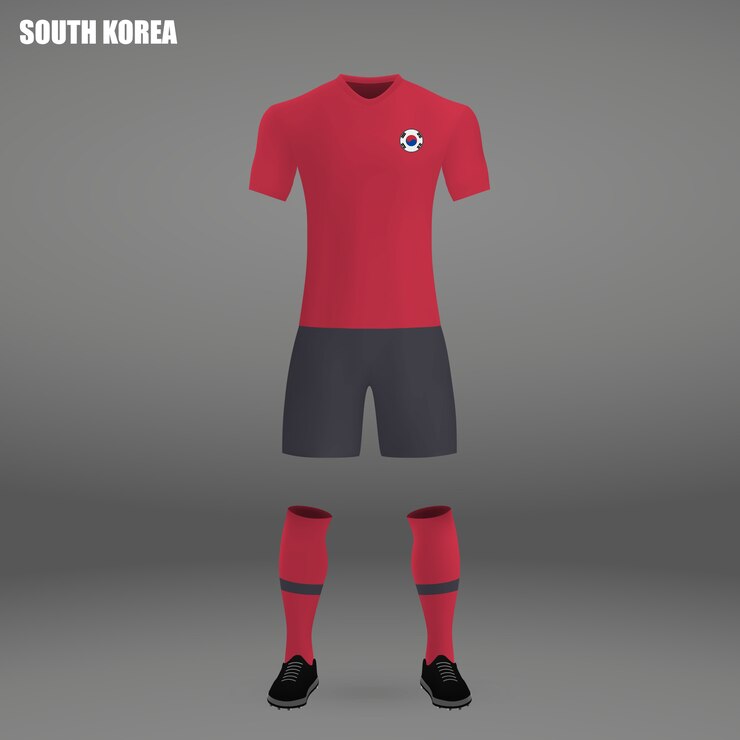 Vettore kit da calcio della corea del sud, modello di maglietta per la maglia da calcio