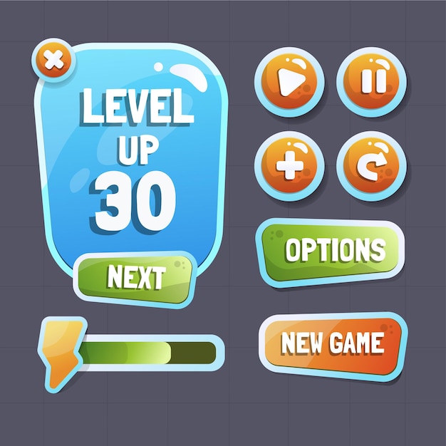 Kit gui modello gioco vettoriale