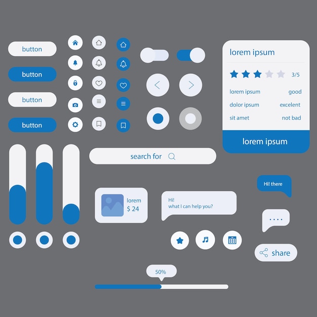 Kit interfaccia utente della raccolta di elementi uiux