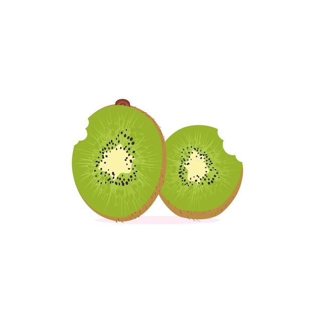 Kiwi Fruit Icon Set Vector Design Kiwi maturo intero e metà kiwi