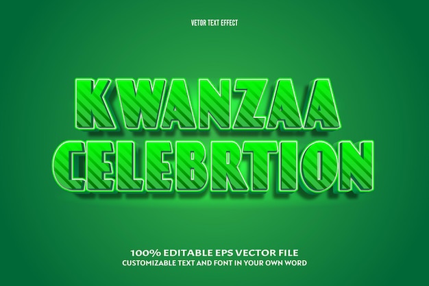 Kwanzaa celebrazione effetto testo modificabile 3d rilievo stile fumetto