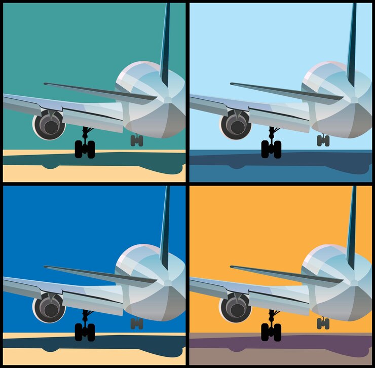 Vettore l'aereo sta atterrando o sta decollando