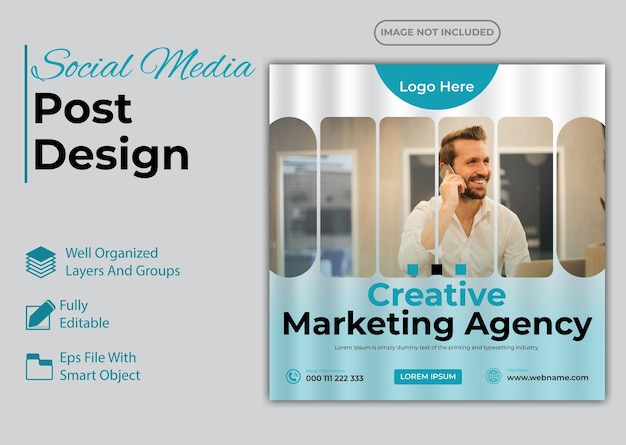 L'agenzia di marketing creativo e il business aziendale social media instagram post o banner web