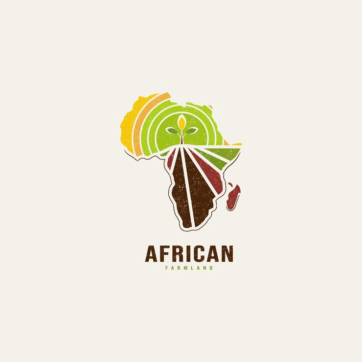 L'agricoltura africana di progettazione di logo dell'industria dei terreni agricoli con l'illustrazione di vettore della foglia