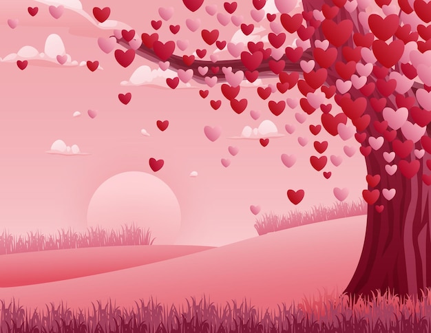 L'albero del cuore su sfondo rosa per San Valentino