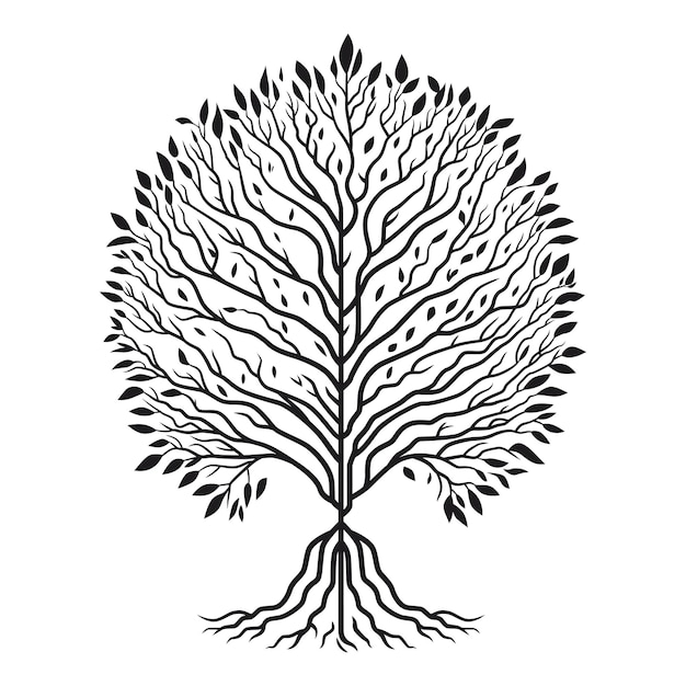L'albero della vita illustrazione vettoriale in bianco e nero L'alberto della vita è un simbolo della vita