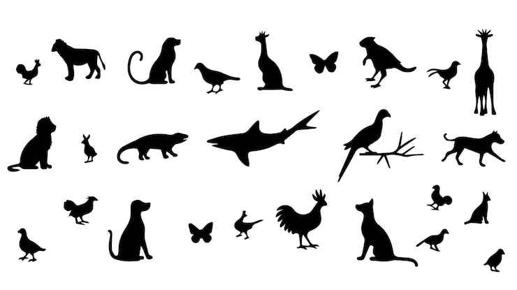 Vettore l'arte delle illustrazioni di silhouette animali con questi set vettoriali