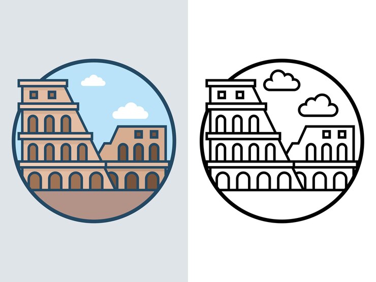 Vettore l'edificio famoso al mondo, il colosseo