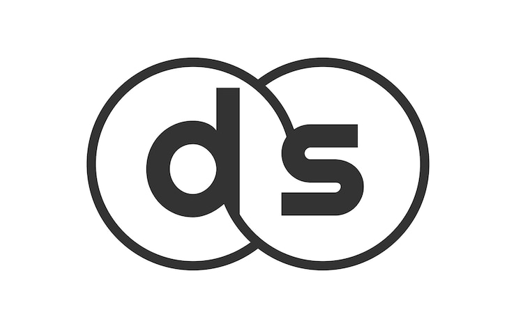Vettore l'emblema aziendale ds con contorni rotondi e lettere d s modello di logo di due cerchi fusi per l'identità del marchio logotipo simbolo vector infinity