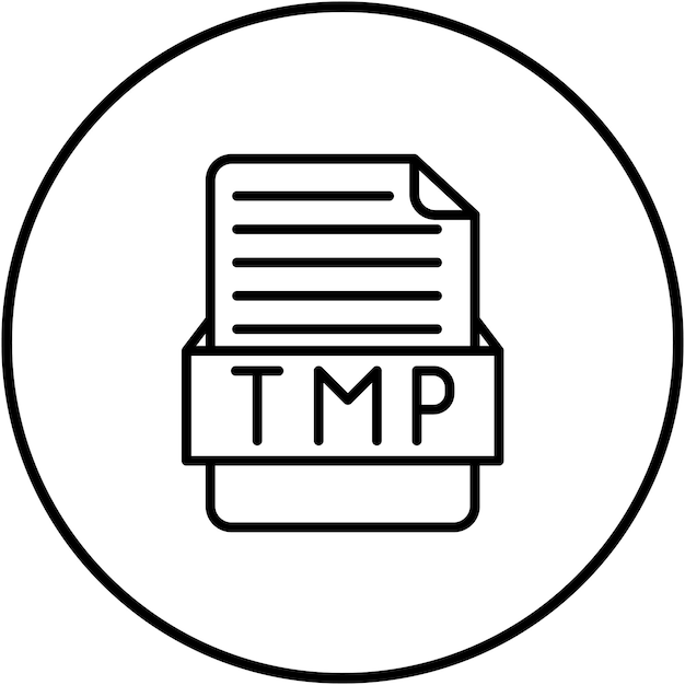 L'icona del vettore TMP può essere utilizzata per il set di icone dei formati di file