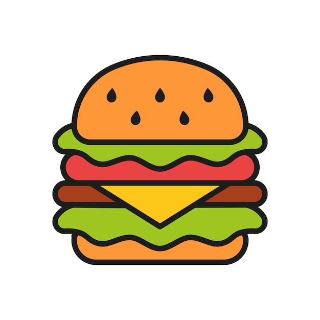 L'icona dell'hamburger illustrata in uno stile di cartone animato giocoso pieno di colori vivaci e vibrazioni allegre