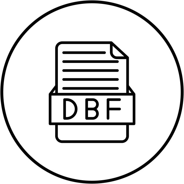 L'icona vettoriale DBF può essere utilizzata per il set di icone dei formati di file