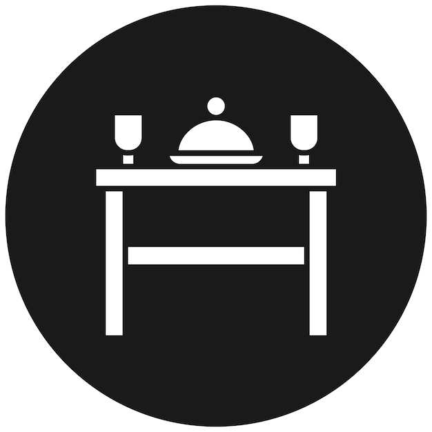 L'icona vettoriale della tavola da pranzo può essere utilizzata per l'icona di festa e celebrazione