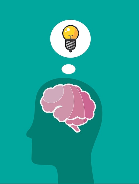 L'idea passa nella testa Illustrazione in stile piatto