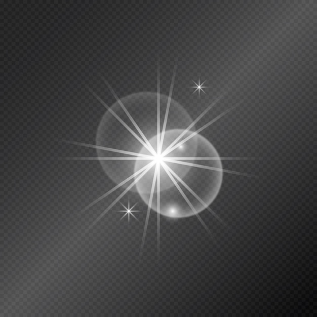 L'illuminazione realistica del fascio di luce si illumina su uno sfondo scuro Vettore