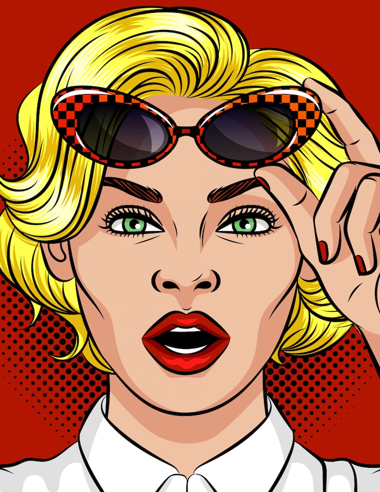 Vettore l'illustrazione a colori della ragazza aprì la bocca sorpresa.