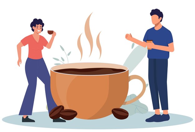 L'illustrazione del concetto del caffè elegante e bella