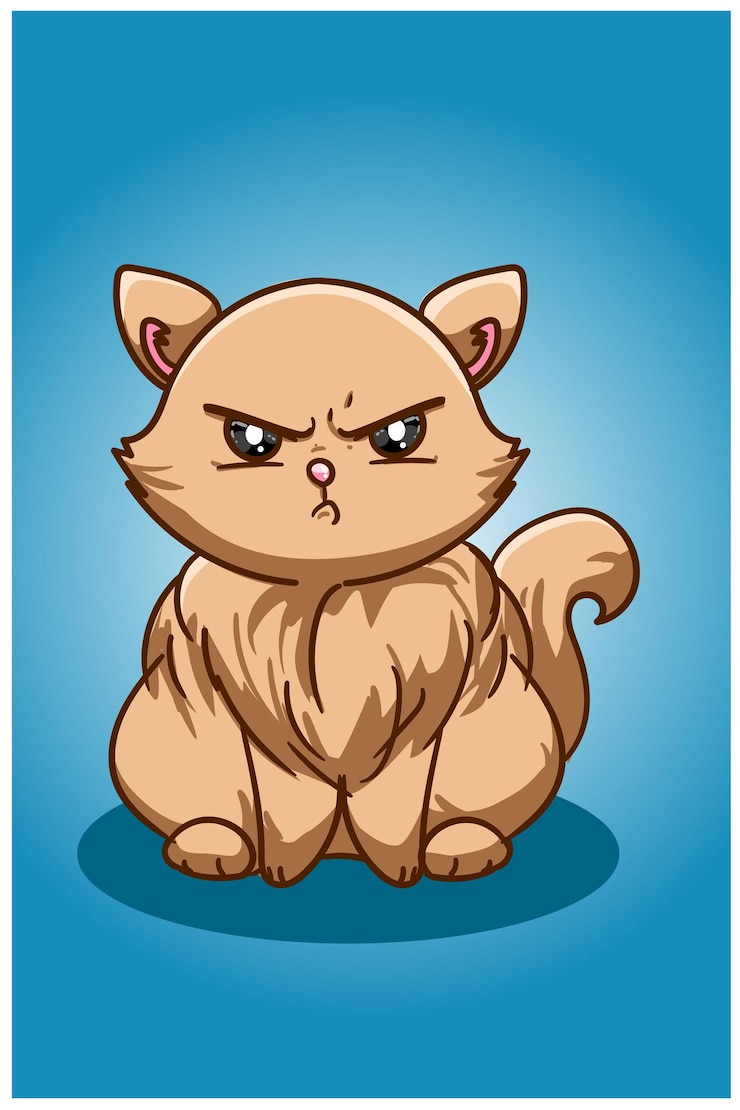 Vettore l'illustrazione del gatto marrone arrabbiato