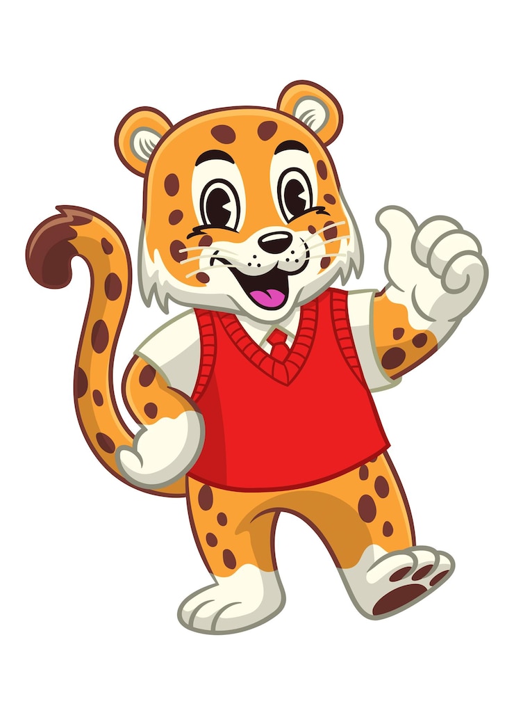 Vettore l'illustrazione della mascotte del happy jaguar college