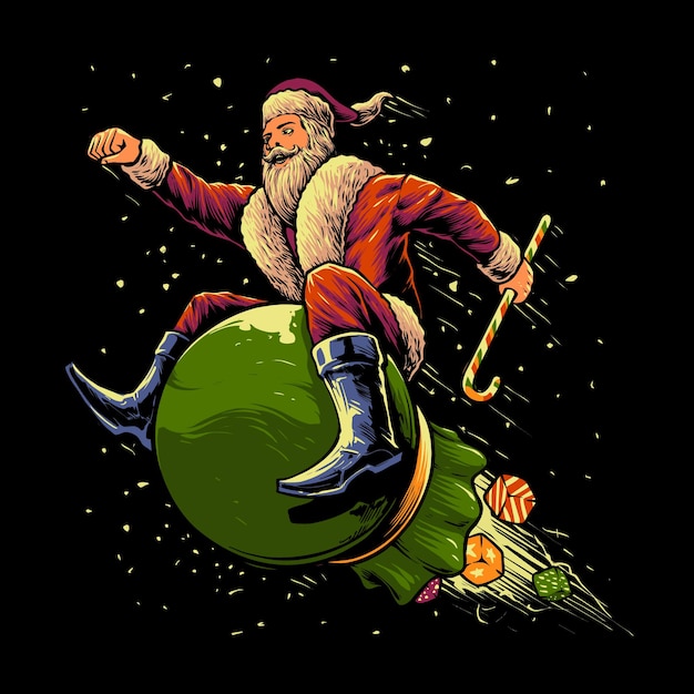 L'illustrazione di Babbo Natale volante